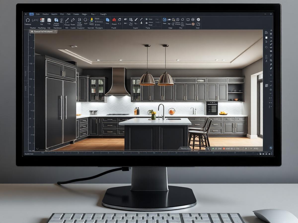Projeto 3D de uma cozinha por medida em software de modelação